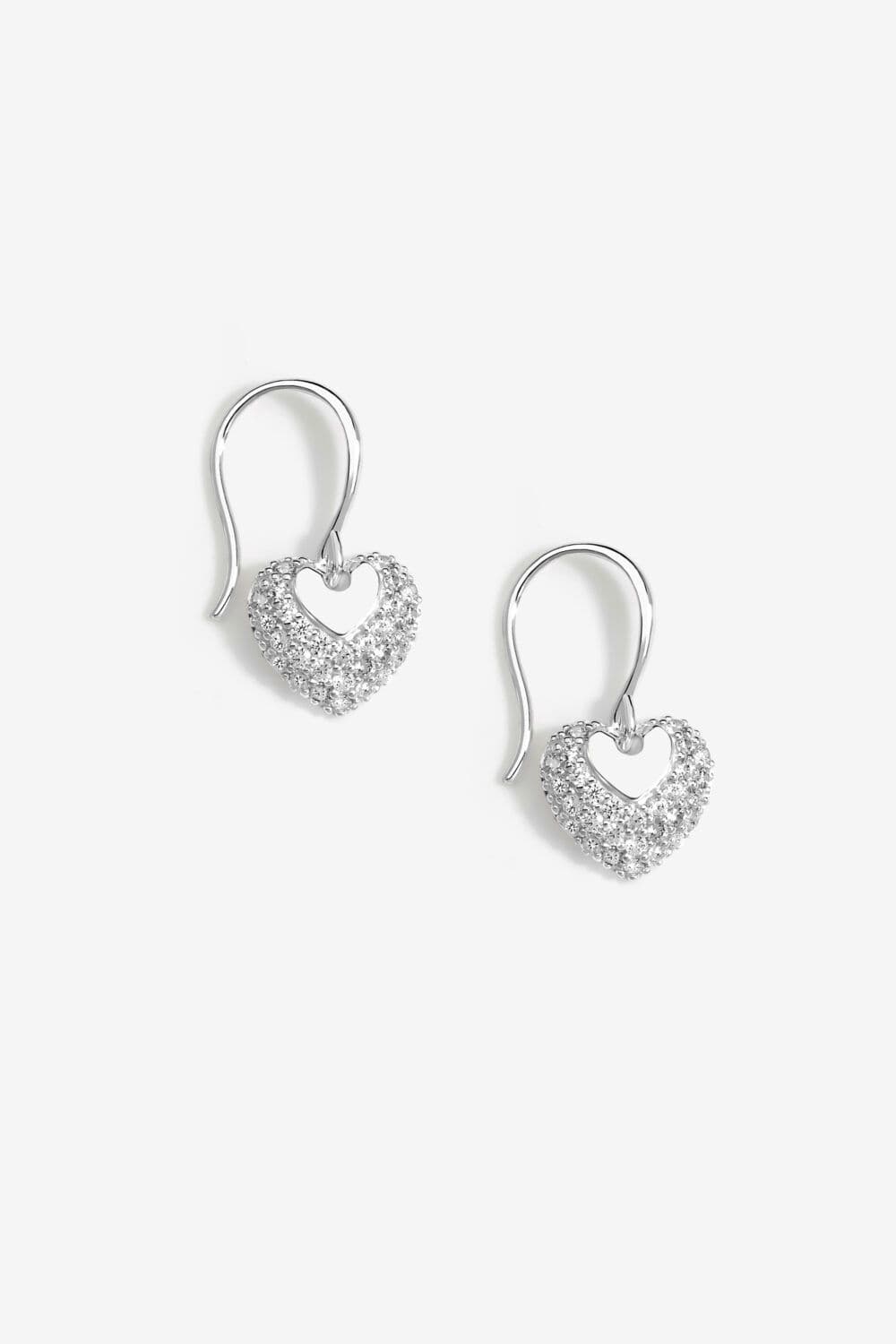 Sterling 925 Fishhook Heart Drop Earrings