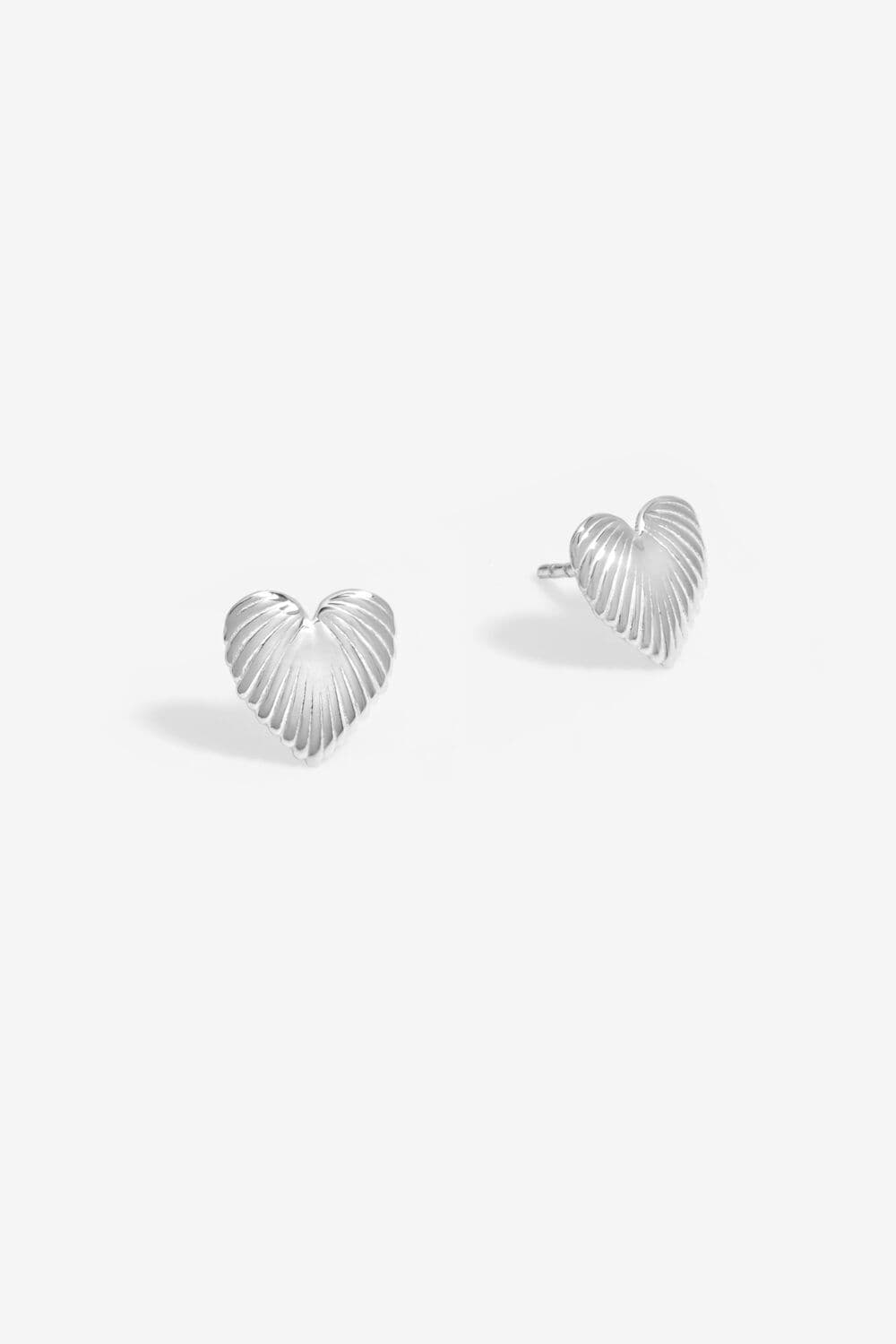 925 Polished Ridge Heart Stud Earrings