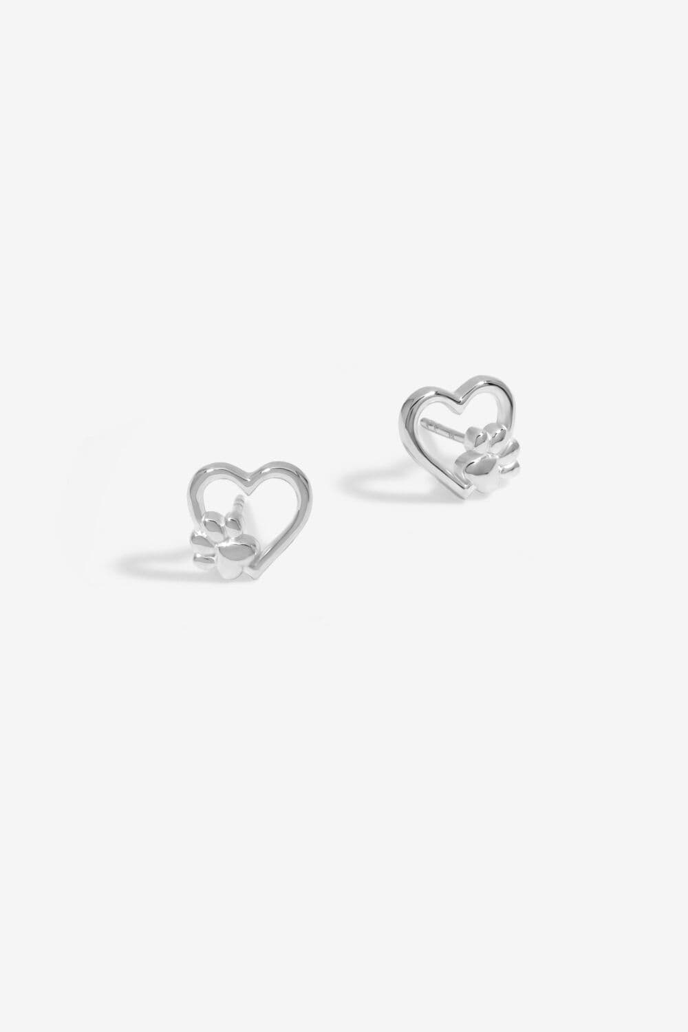 Sterling 925 Open Heart Polished Paw Earrings