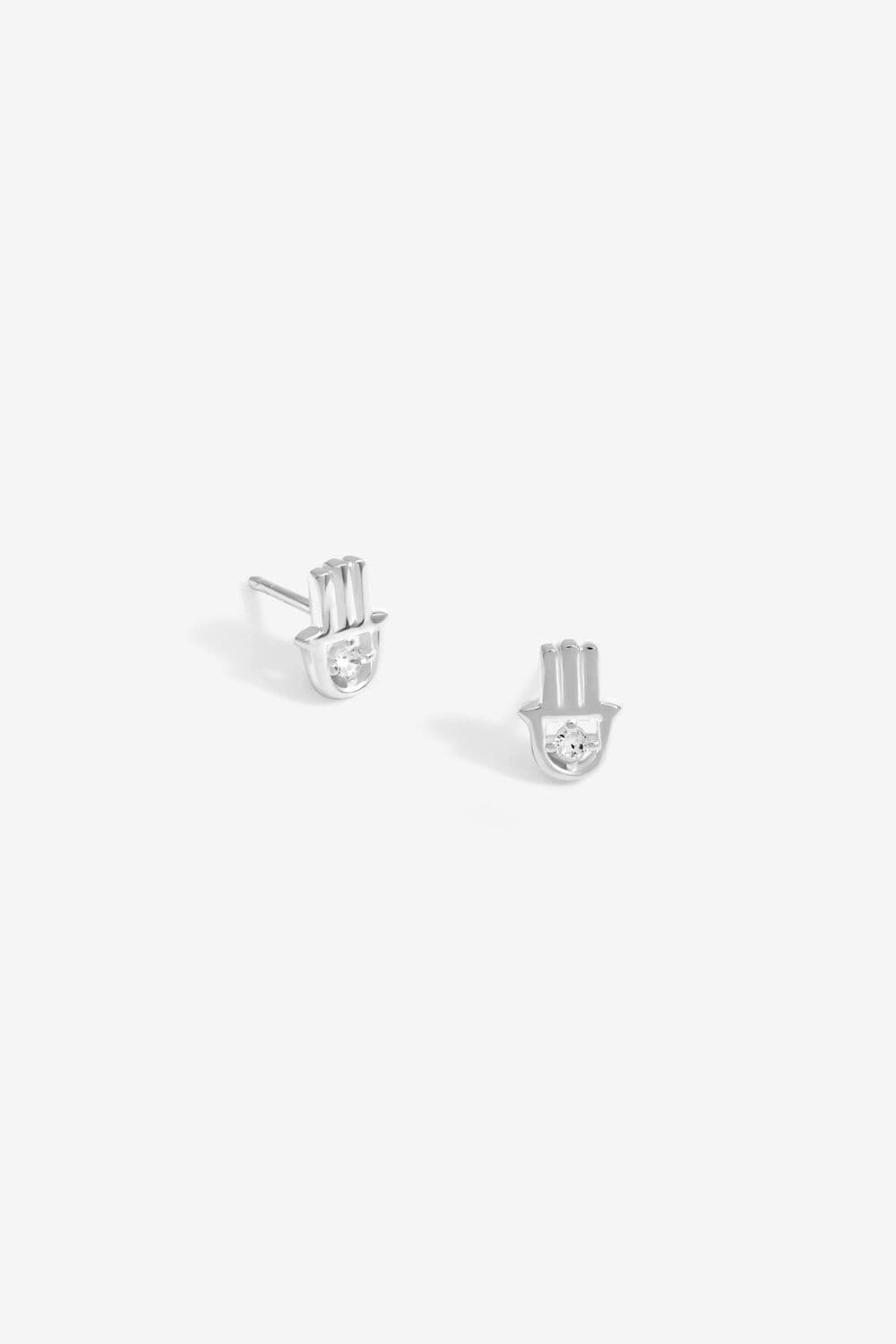 Sterling 925 Cubic Zirconia Hamsa Hand Stud Earrings