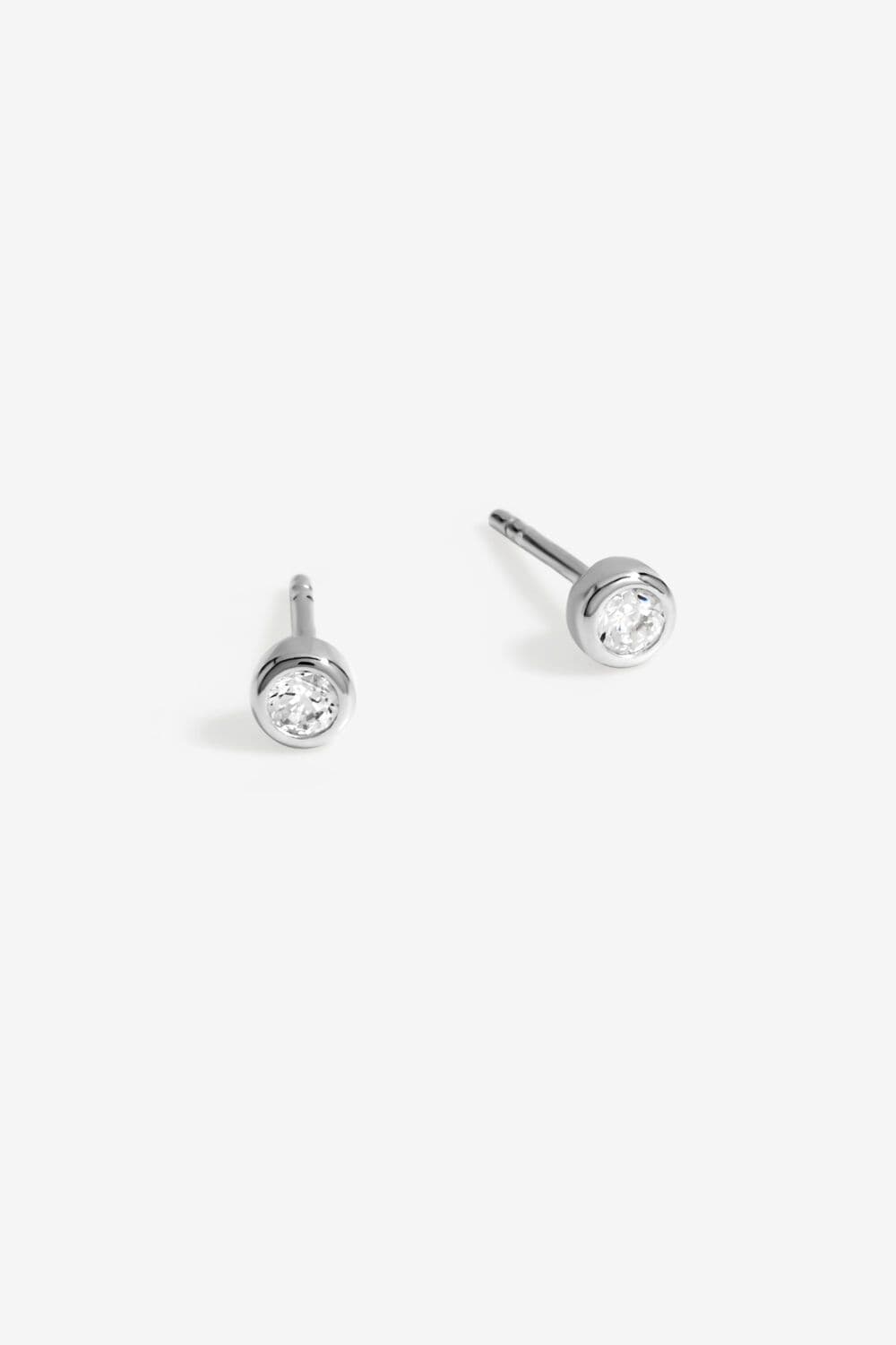 Sterling 925 Cubic Zirconia Mini Besel Stud Earrings