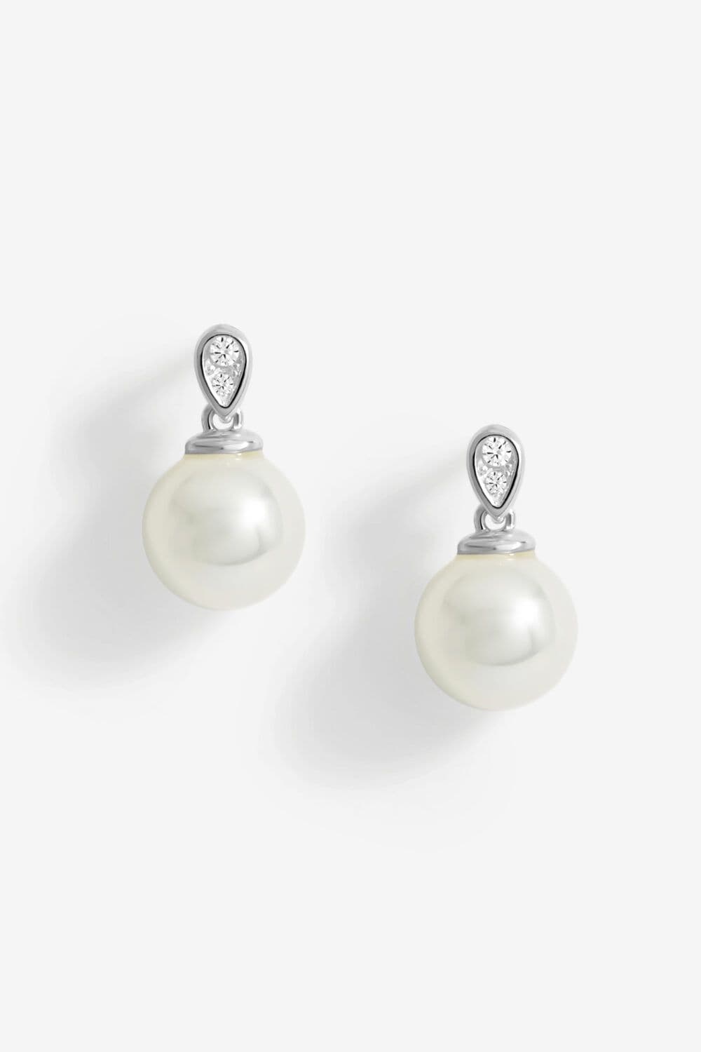 Sterling 925 Cubic Zirconia Pearl Classic Stud Earrings