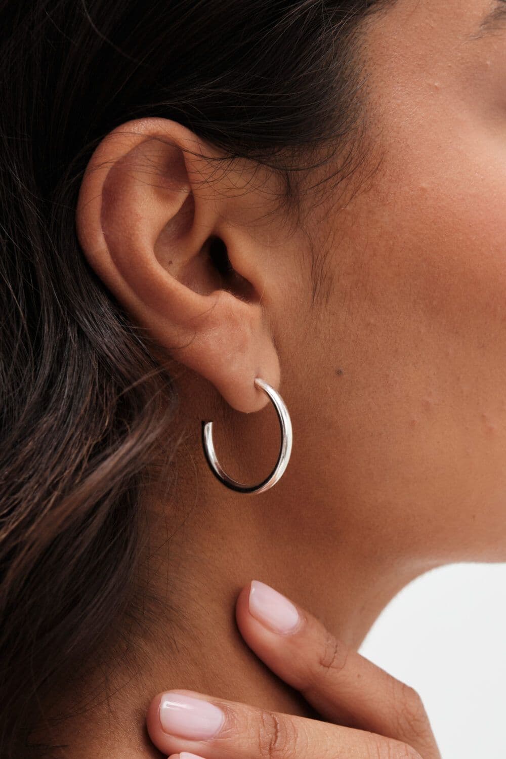 Sterling 925 Polished Basic Hoop Earrings