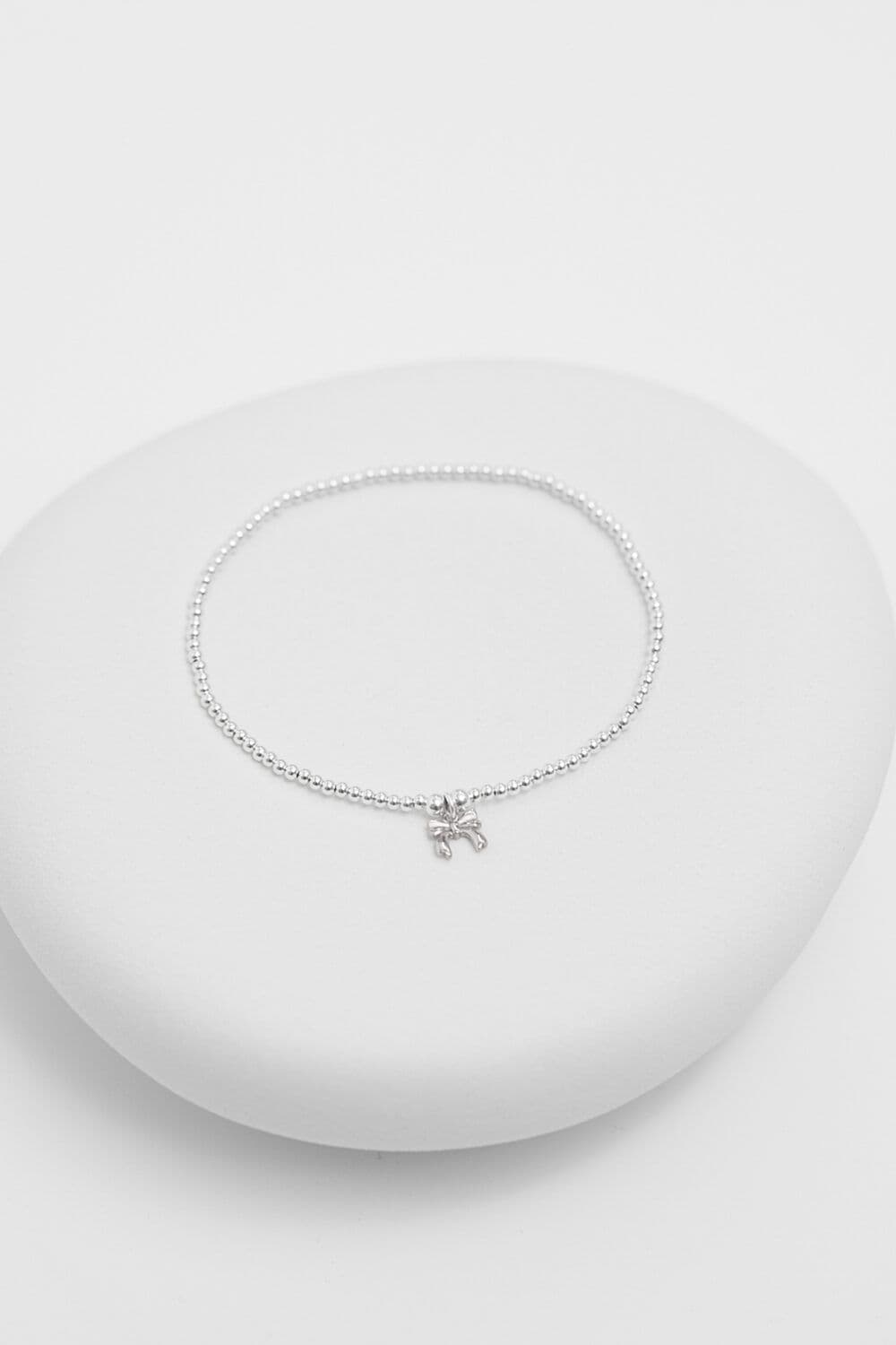 Sterling 925 Bow Charm Stretch Bracelet