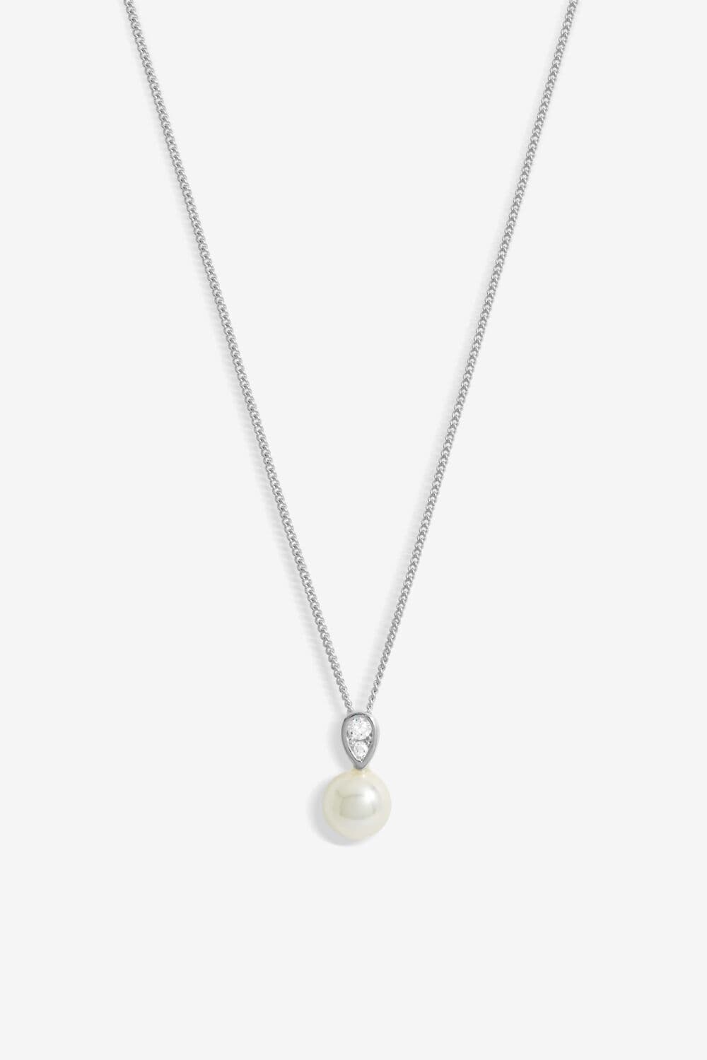 Sterling 925 Cubic Zirconia Pearl Classic Drop Pendant