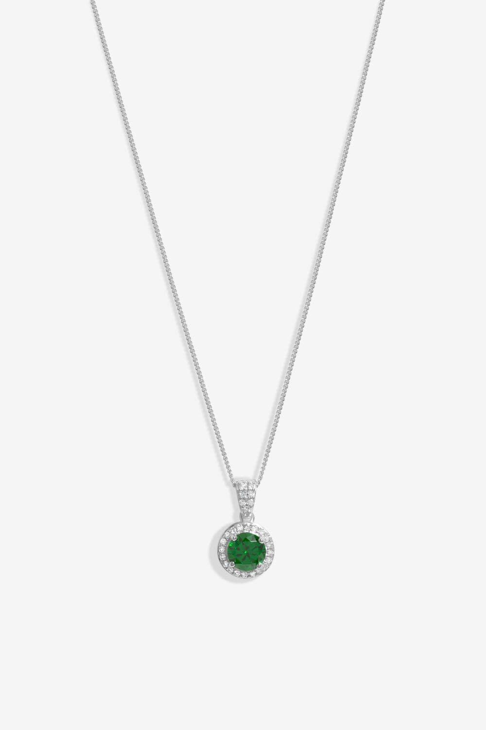 Sterling 925 Cubic Zirconia Emerald Halo Pendant
