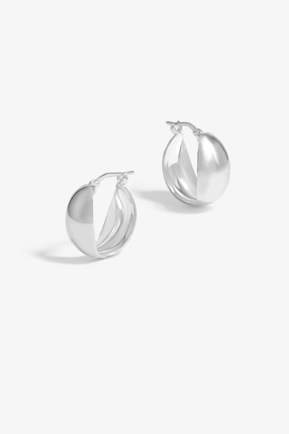 Sterling 925 Polished Puff Flat Hoop Earrings