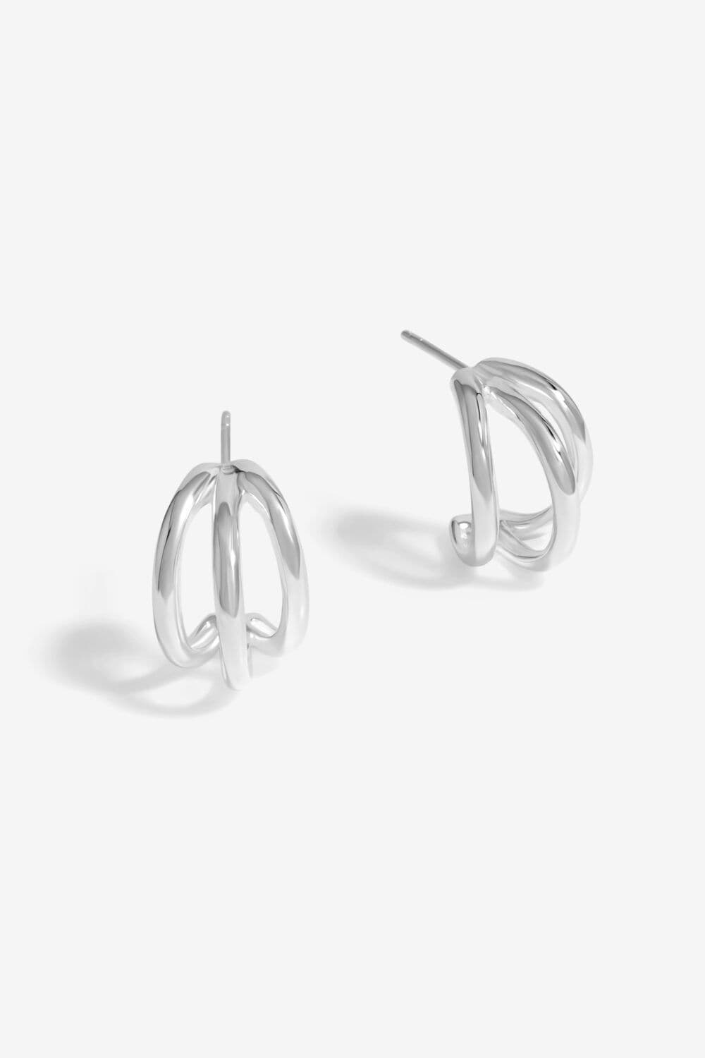 Sterling 925 Polished Triple Row Hoop Earrings