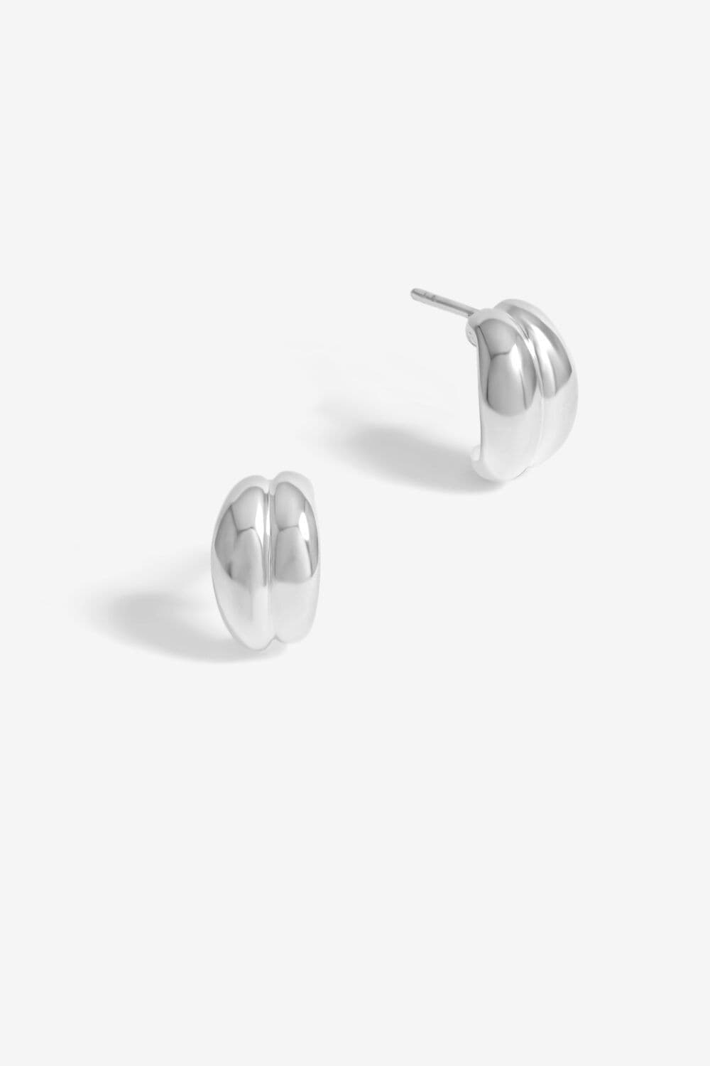 Sterling 925 Polished Double Row Ridge Drop Earrings