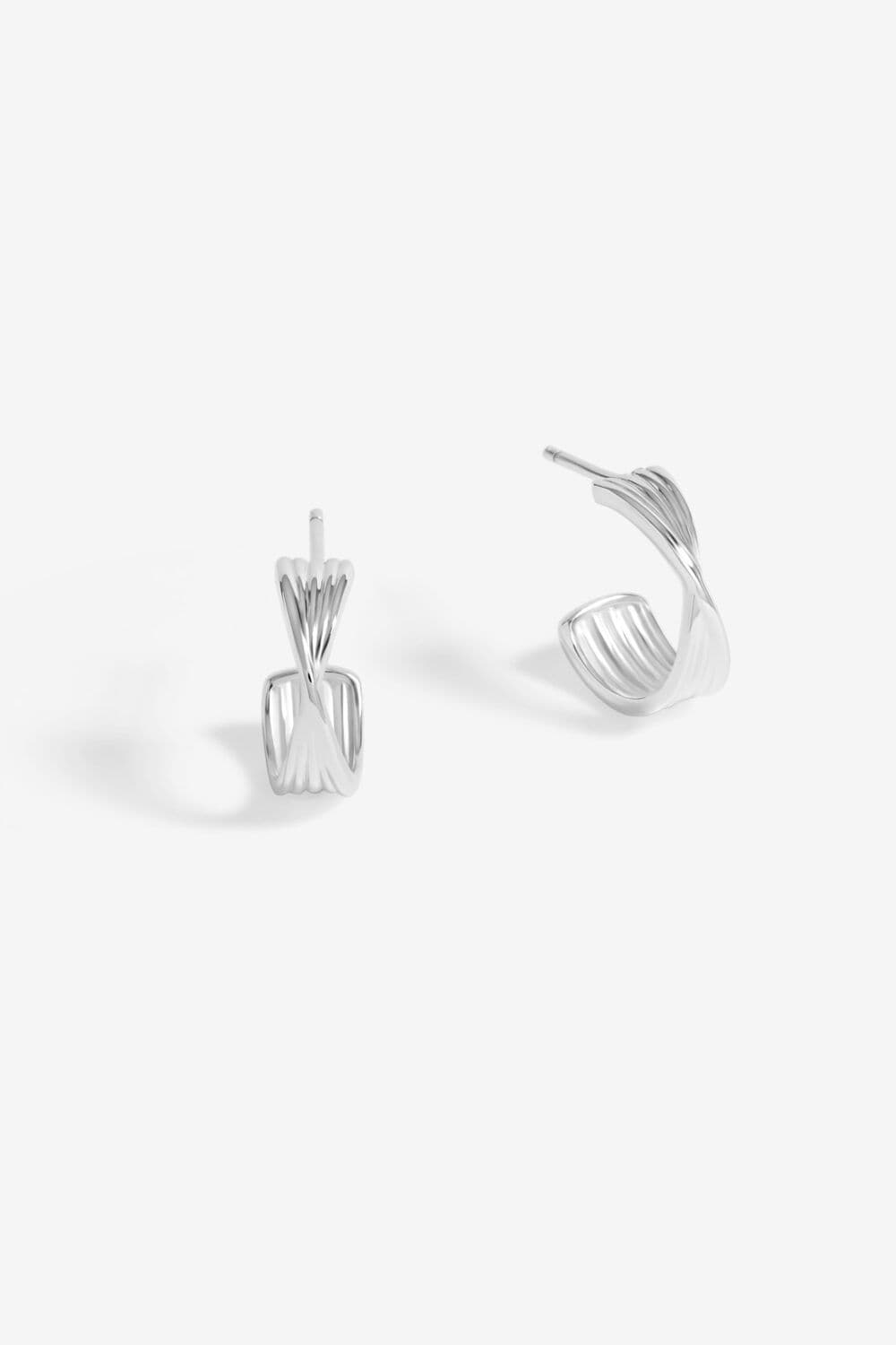 Sterling 925 Polished Twist Hoop Earrings