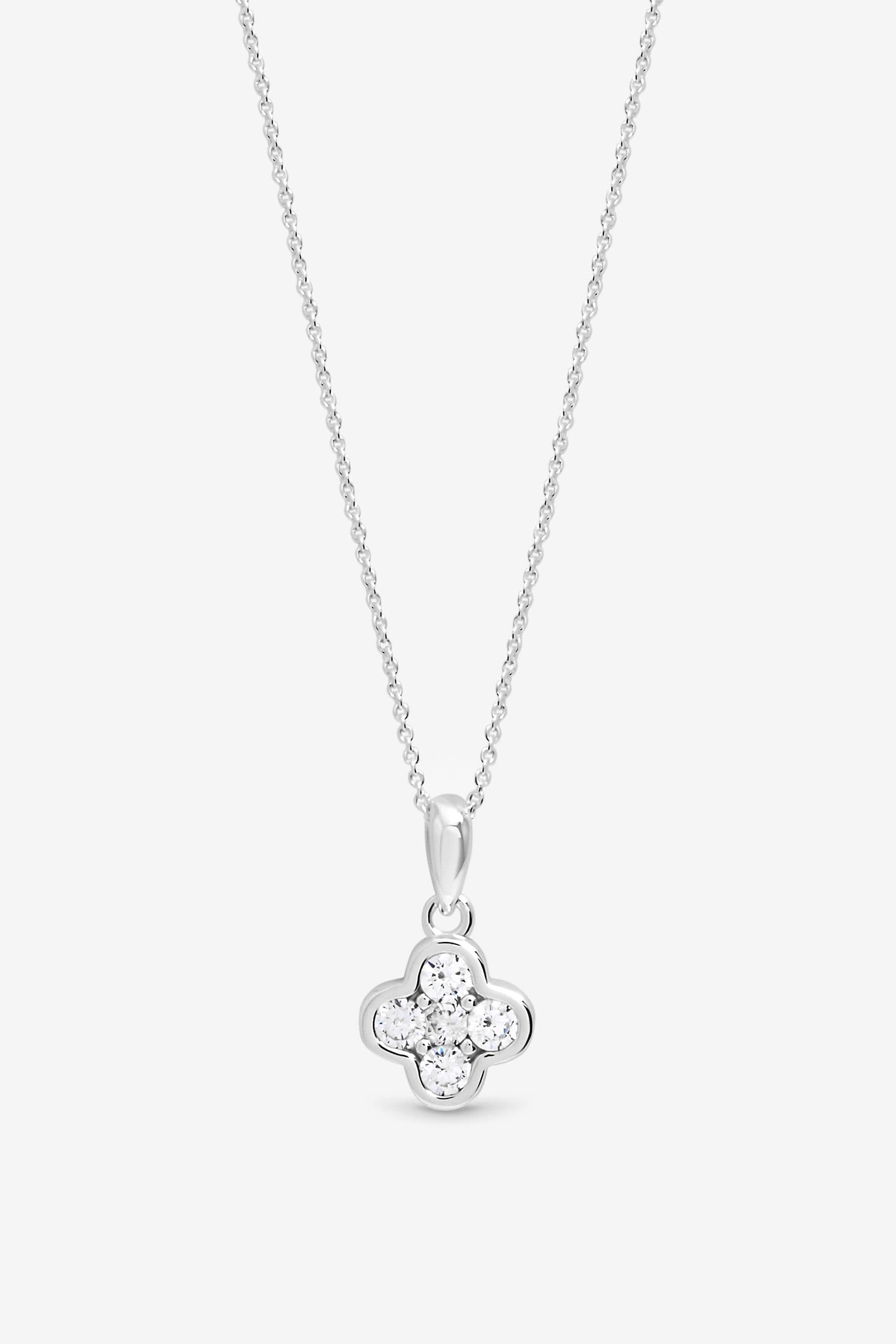 Sterling 925 Cubic Zirconia Clover Pendant Gift Pouch