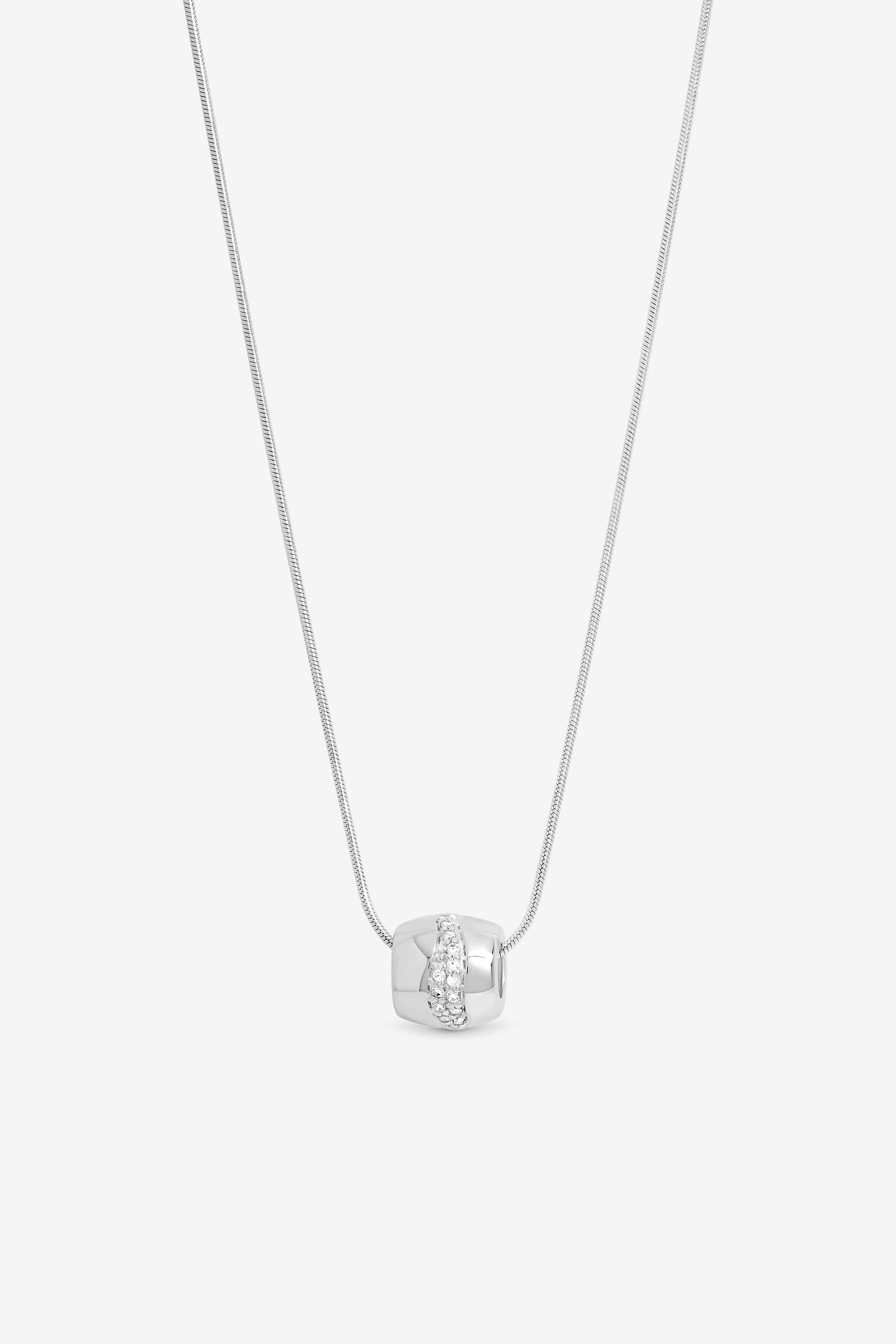 Sterling 925 Polished & Pave Charm Pendant