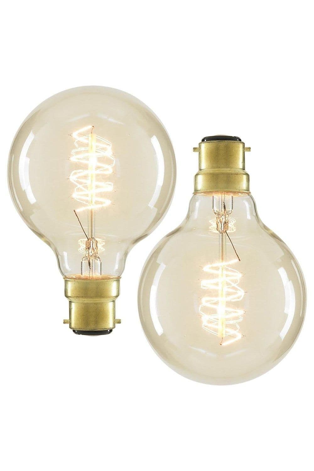 Pack 2 40W B22 Bayonet Cap Globe Bulb