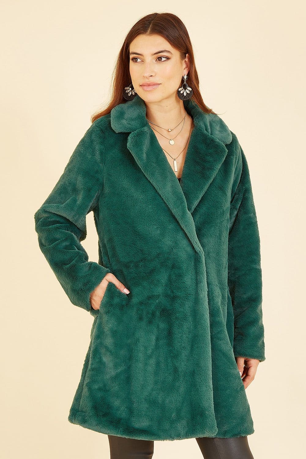 Green Faux Fur Coat