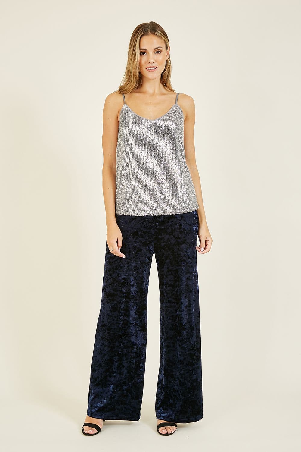 Silver Sequin 'Corlette' Vest Top