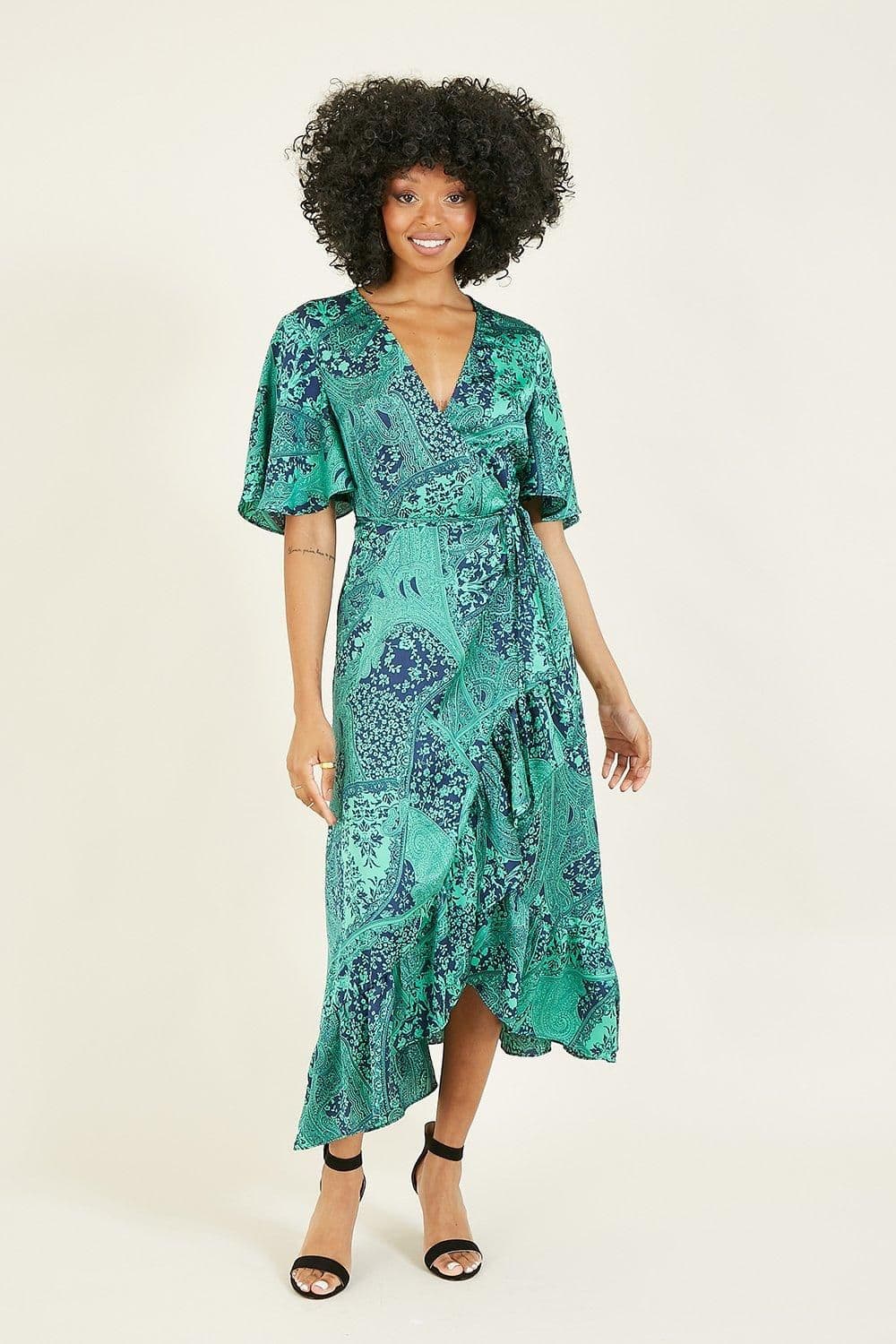 Paisley Scarf Print Wrap Nemi Midi Dress