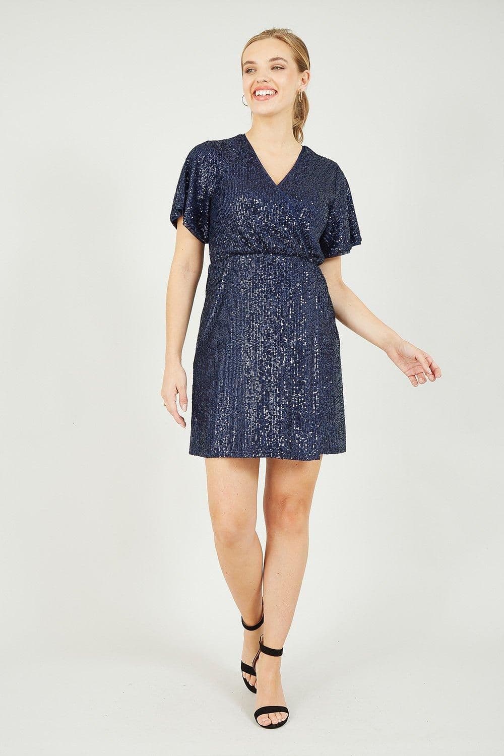 Sequin Nabil Kimono Sleeve Wrap Dress