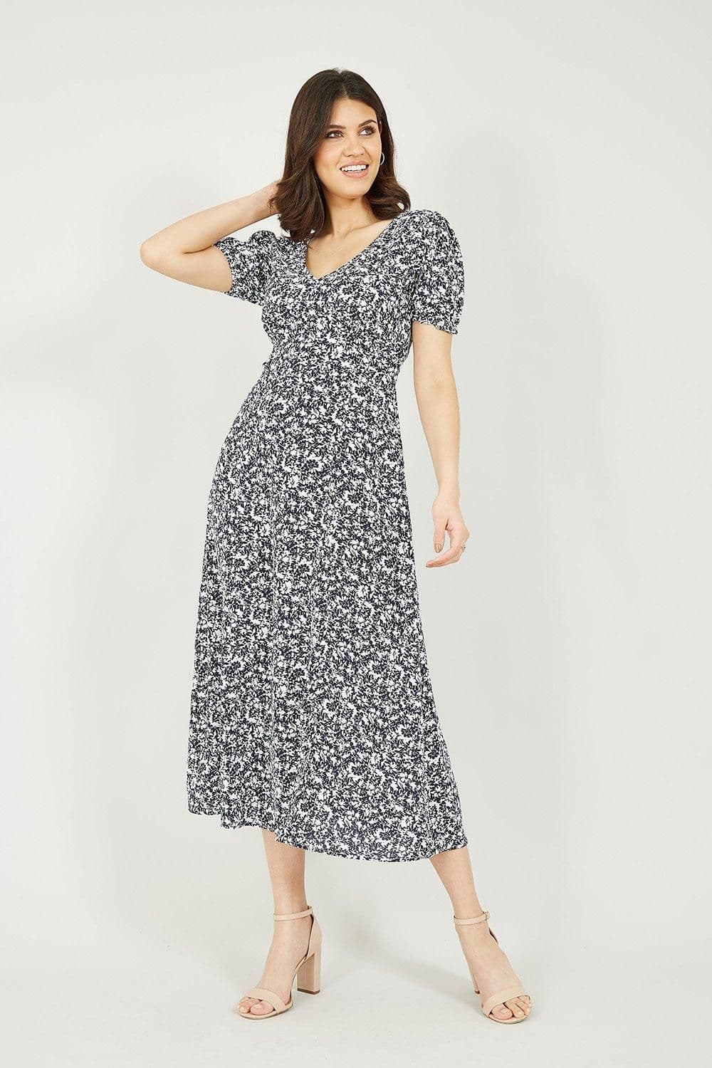 Floral Midi Dress Split Detail