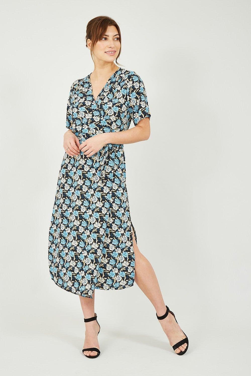 Flower Wrap Midi Dress