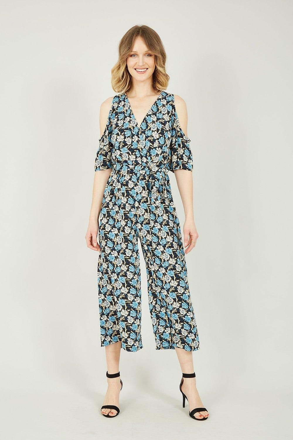 Flower Cold Shoulder Jumpsuit