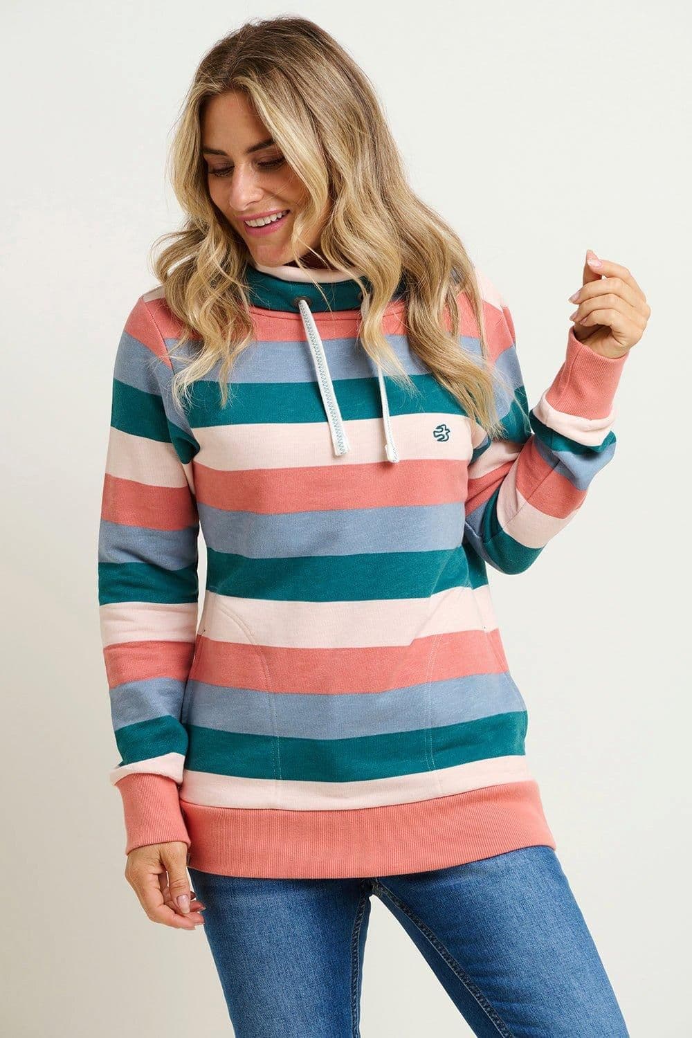 Stripe Cowl Neck Sweat