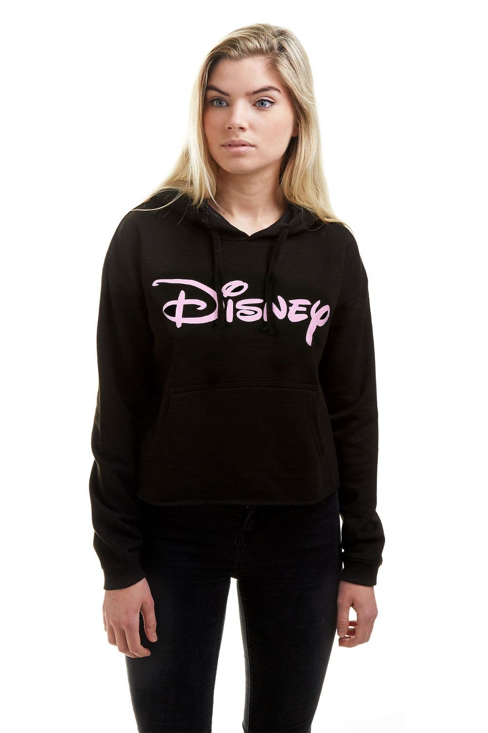 Plain Logo Cotton Cropped Hoodie