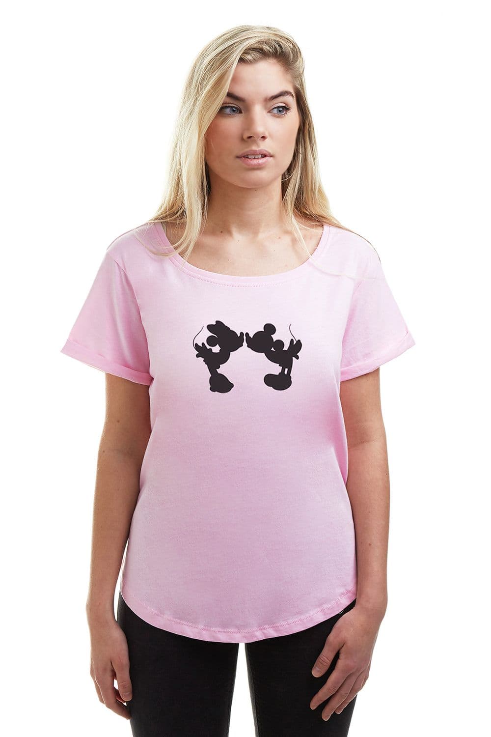 Mickey & Minnie Mouse Kiss Silhouette Cotton T shirt