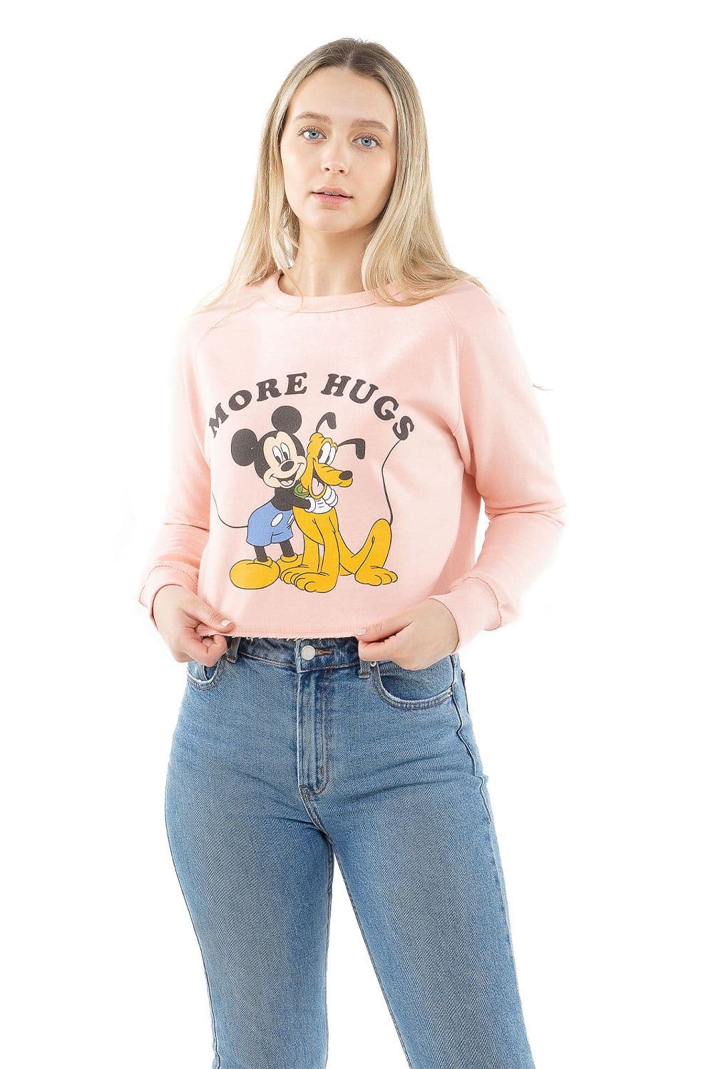 Mickey Mouse More Hugs Cotton Cropped Sweatshirt