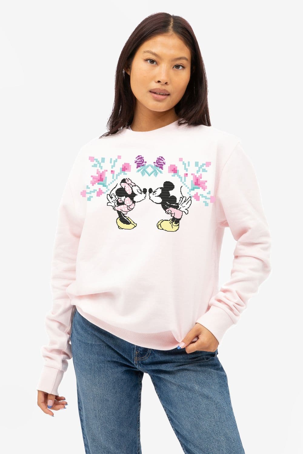Mickey & Minnie Mouse Cross Stitch Crew Sweatshirt