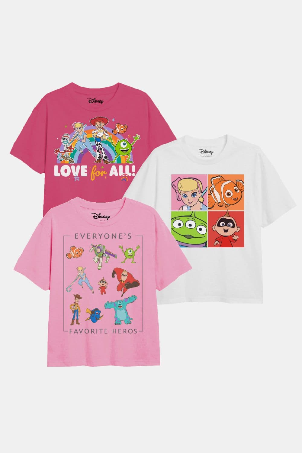 Pixar All Time Favourites T Shirt 3 Pack