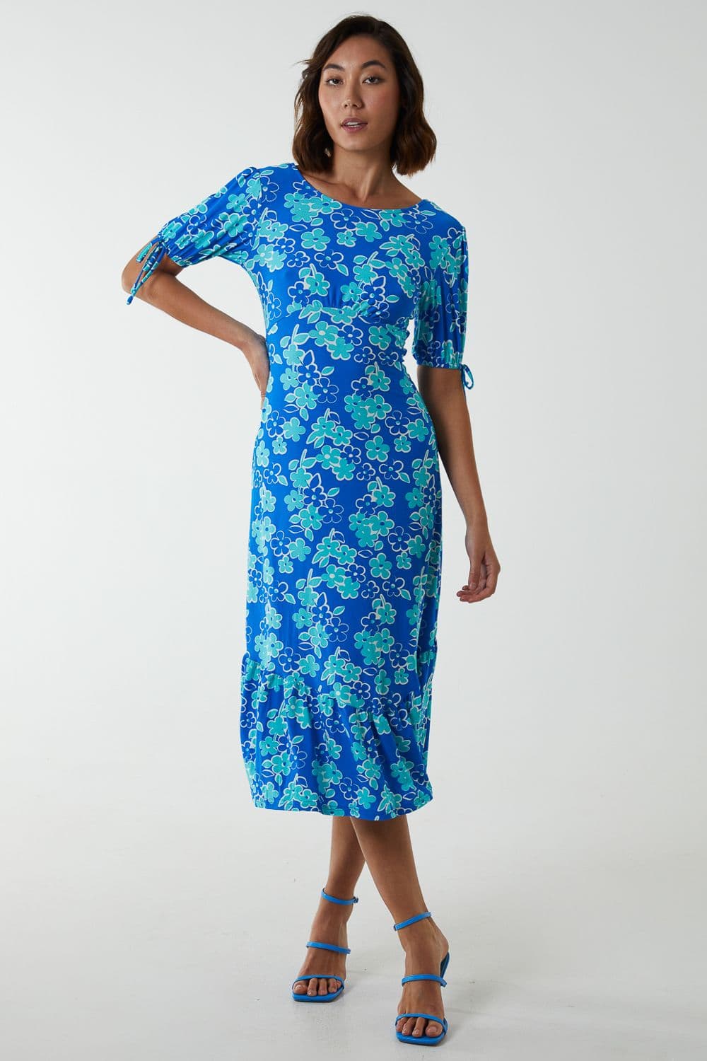 Crew Neck Midi Dress Scrunchie Back Detail
