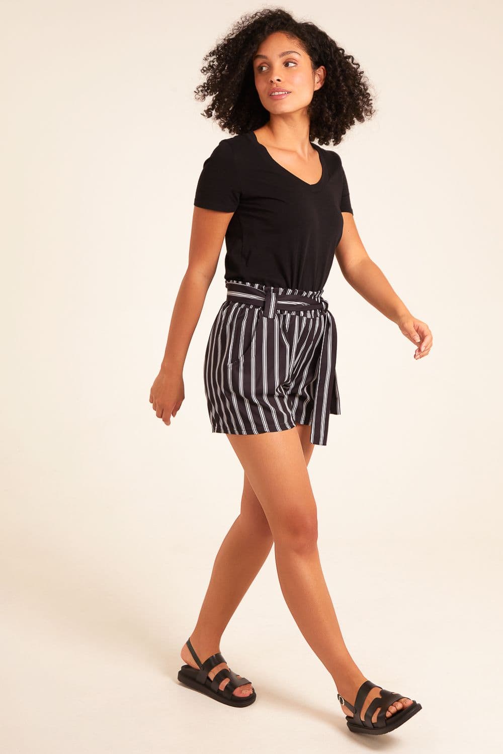Stripe Belted Shorts