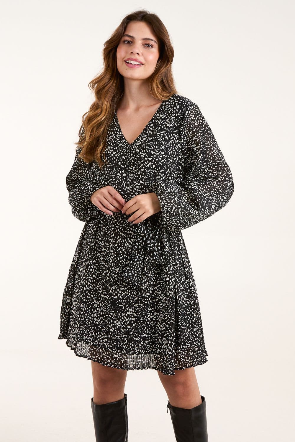 Pleated Mini Dress Belt
