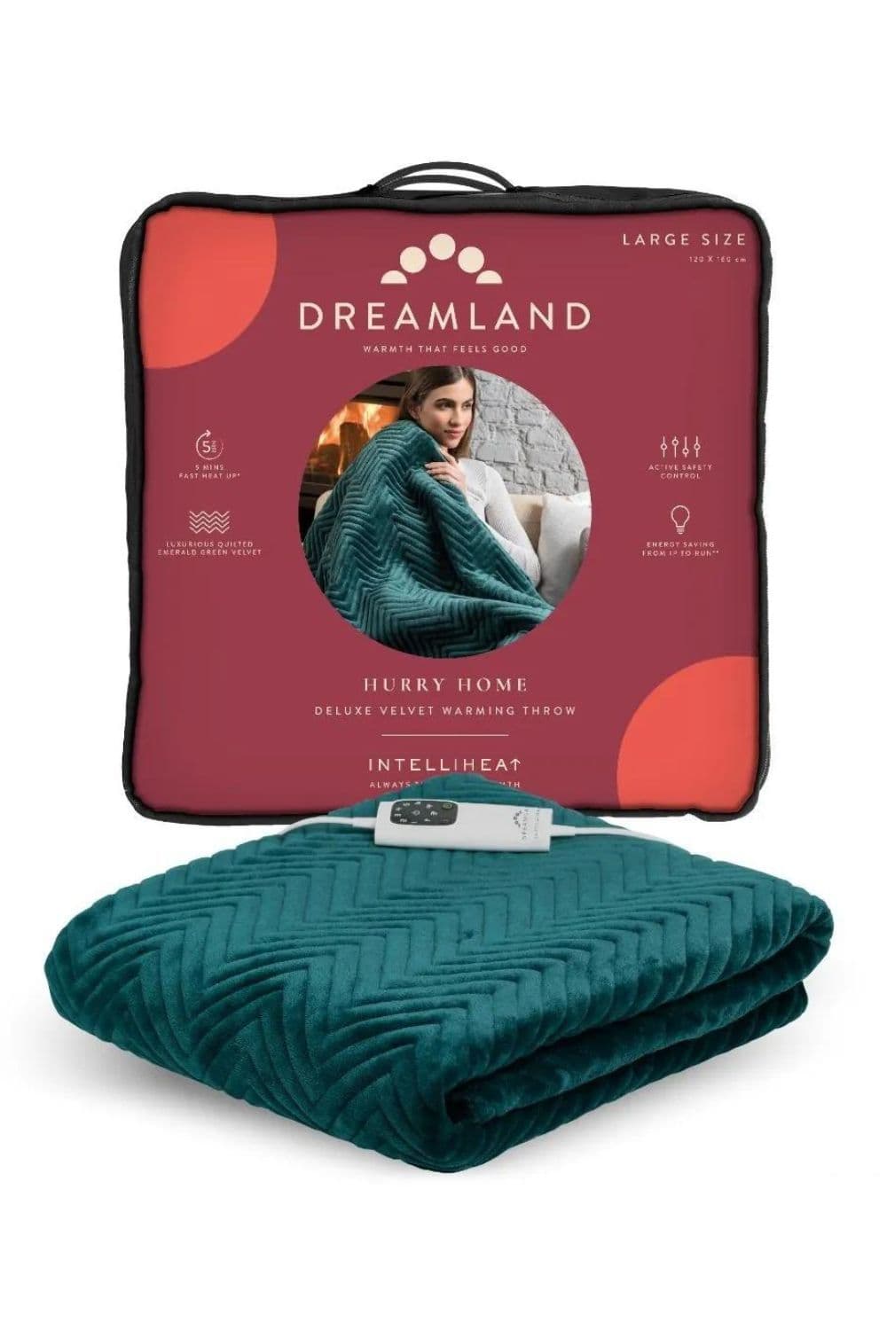 Hurry Home Deluxe Velvet Warming Emerald Green Throw