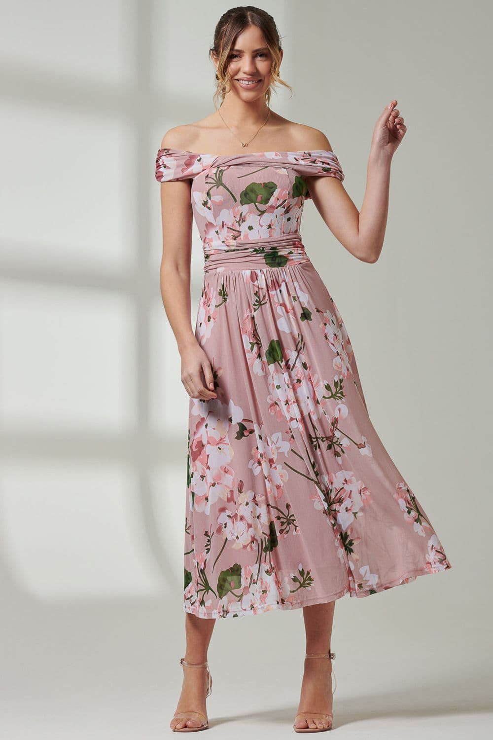 Paula Bardot Neck Mesh Dress