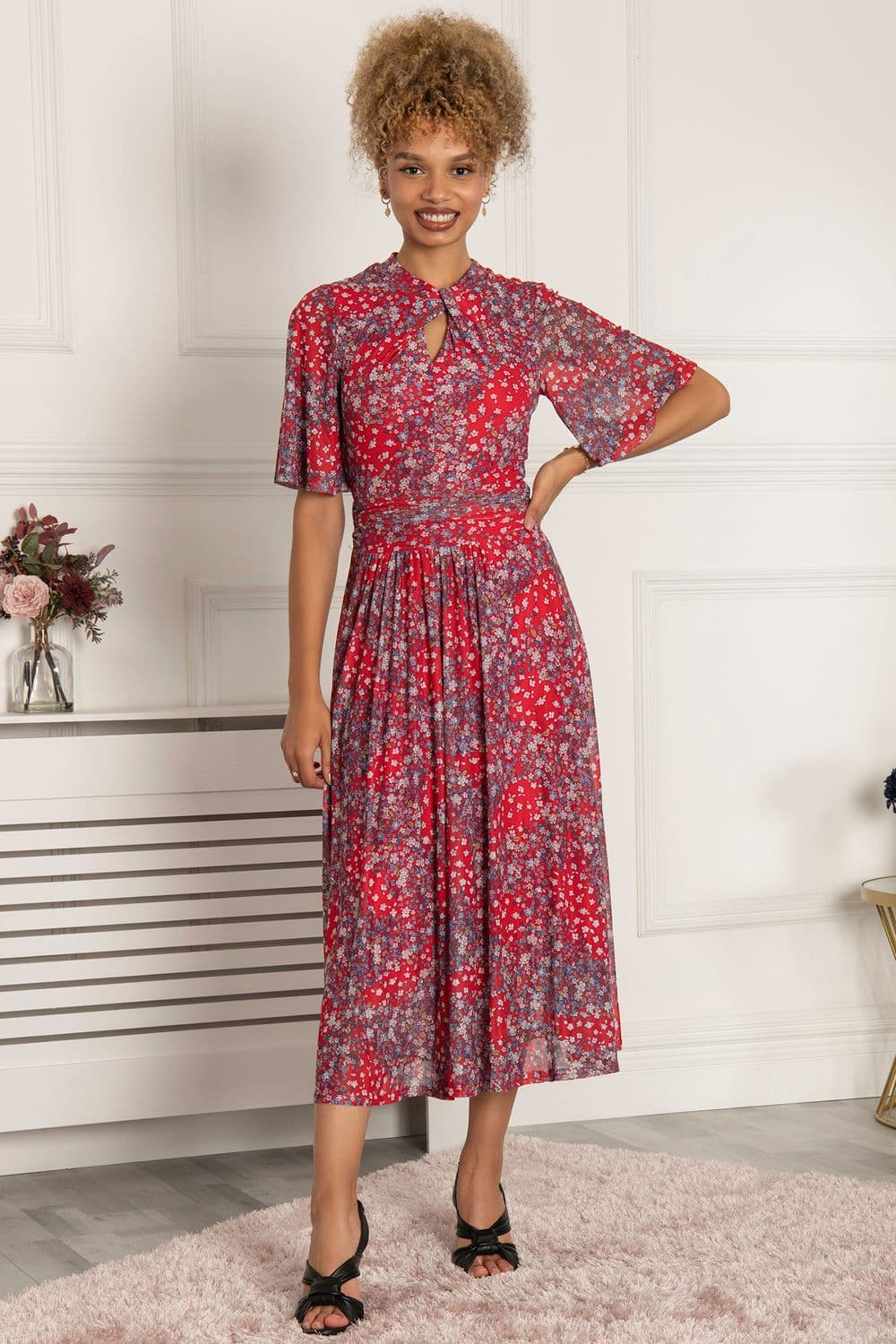 Tina Turtle Neck Mesh Maxi Dress