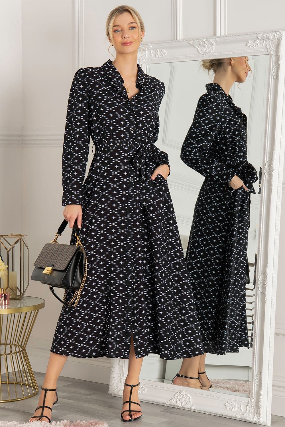 Aneth Sleeved Maxi Shirt Dress