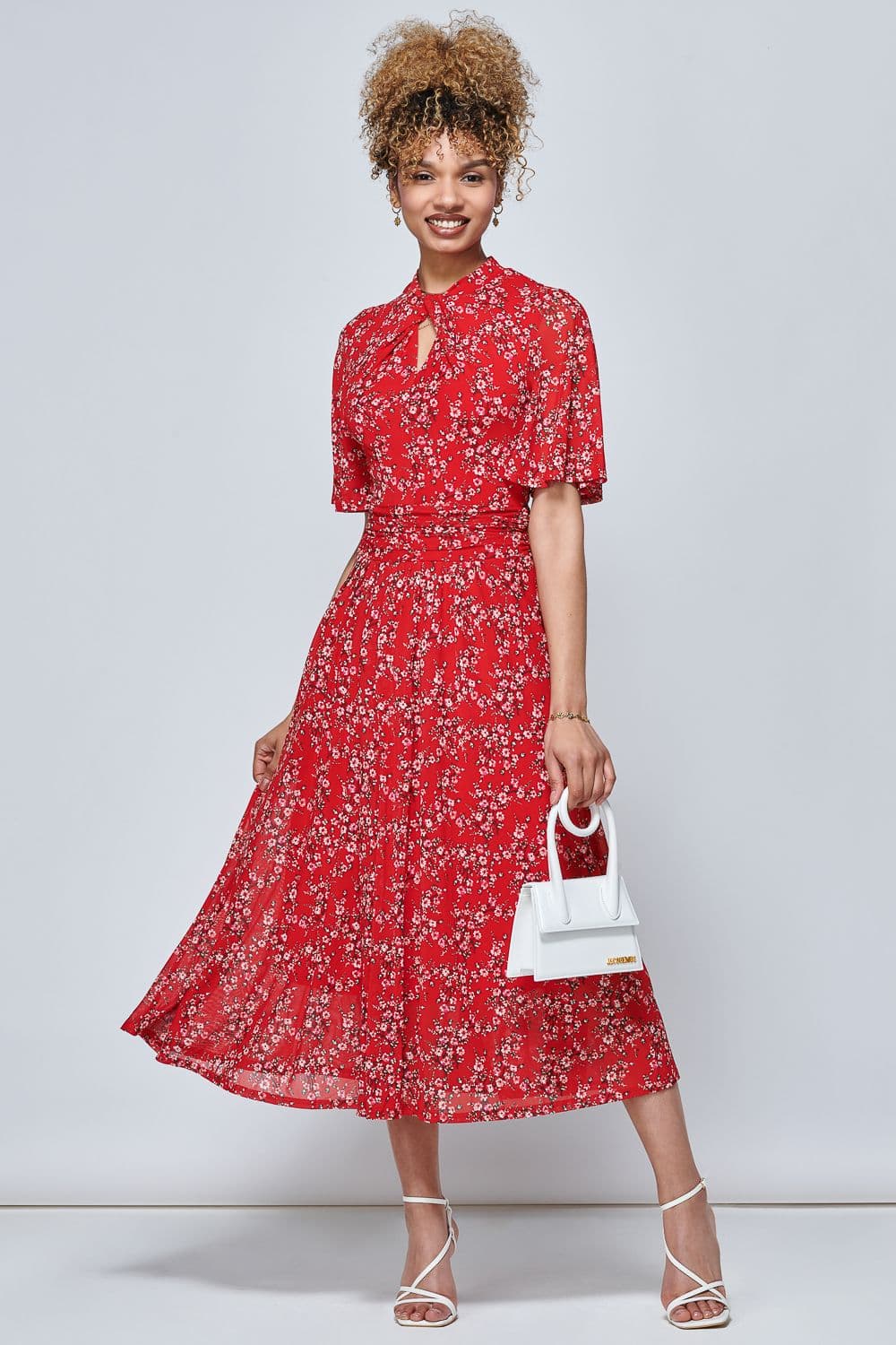 Carina Key Hole Mesh Midi Dress