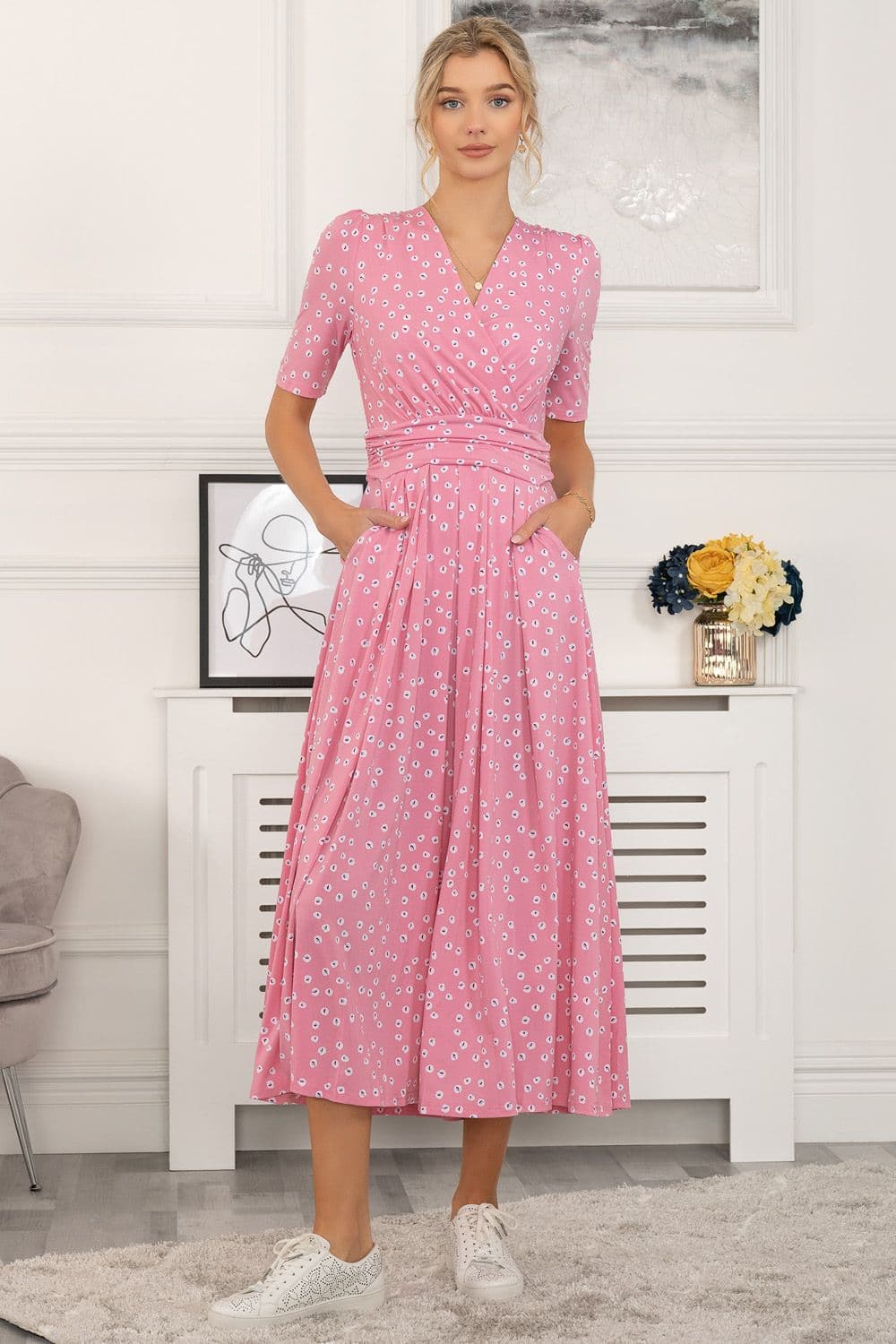 Racquel Spot Jersey Maxi Dress