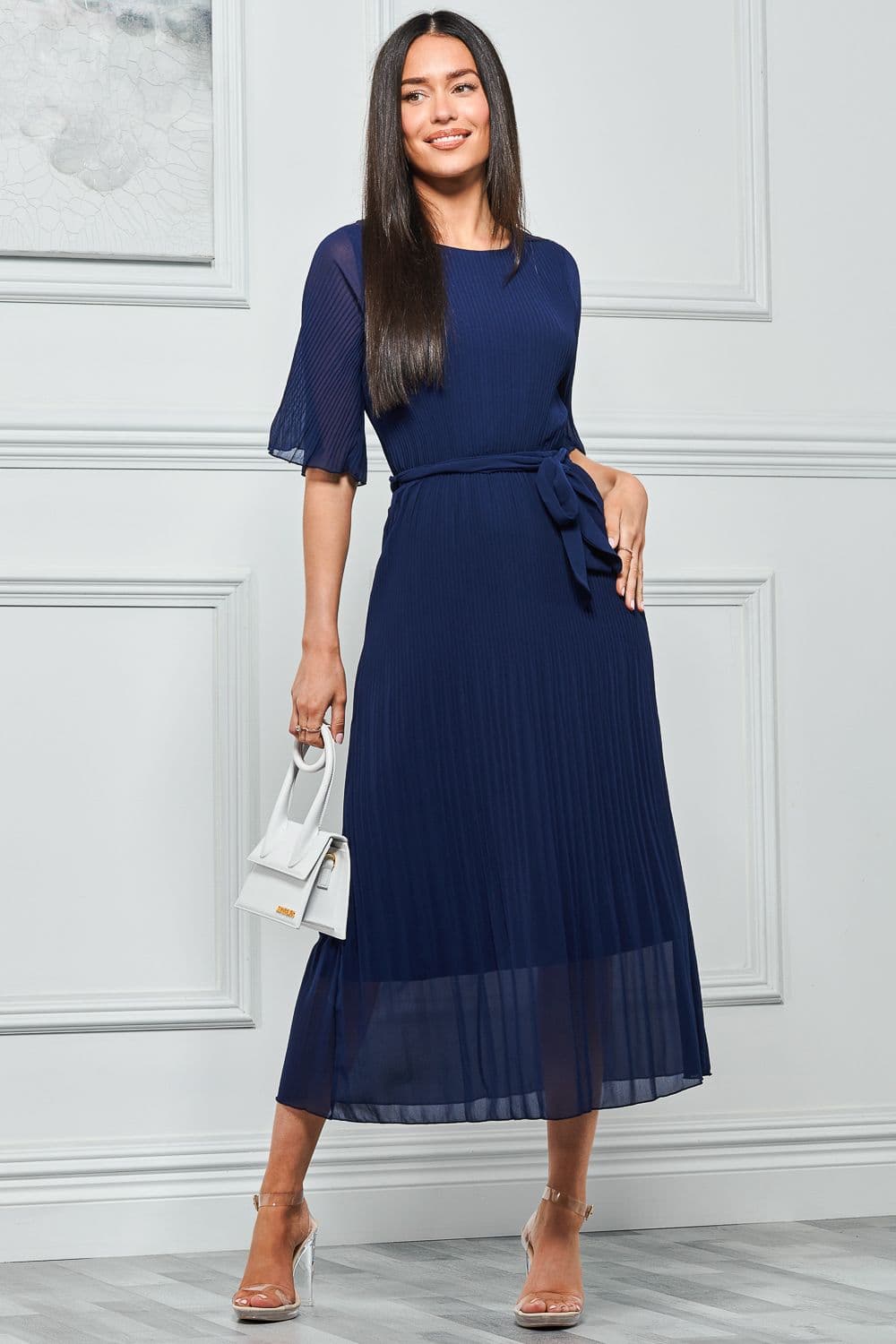 Qynn Chiffon Pleated Maxi Dress