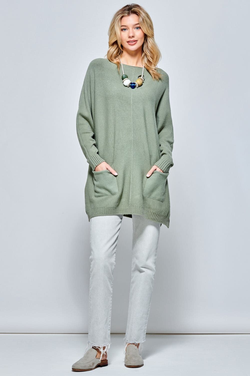 Front Pocket Loose Fit Knit Jumper S M