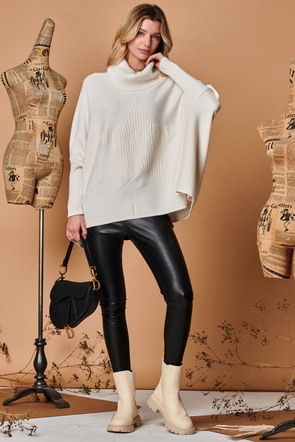 Star Front Roll Neck Knit Jumper
