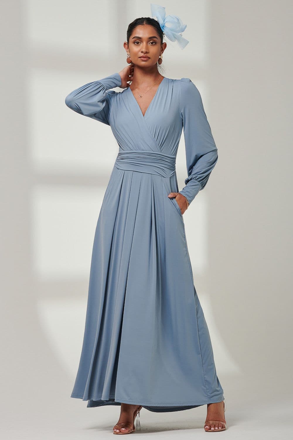 Giulia Long Sleeve Maxi Dress Pale