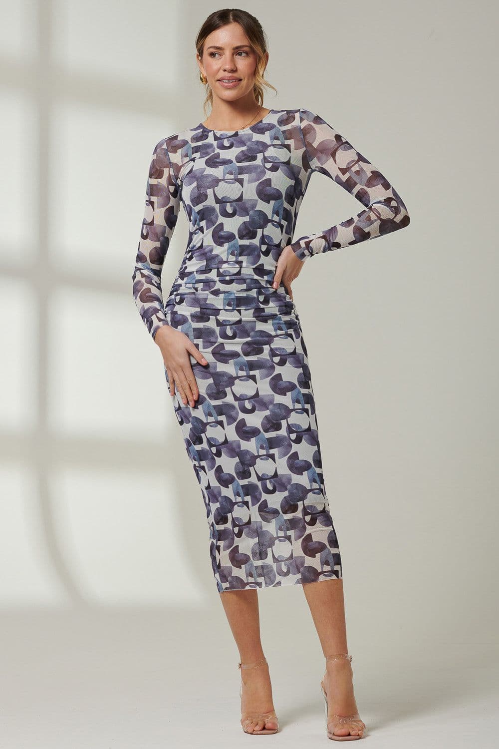 Mabyn Mesh Long Sleeve Midaxi Dress
