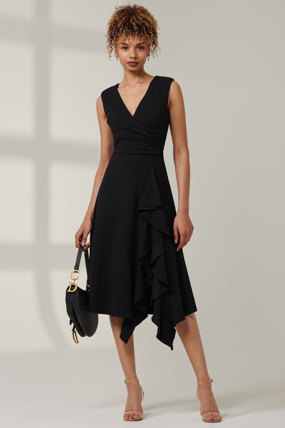 Qiana Ruffle Detail Midi Dress