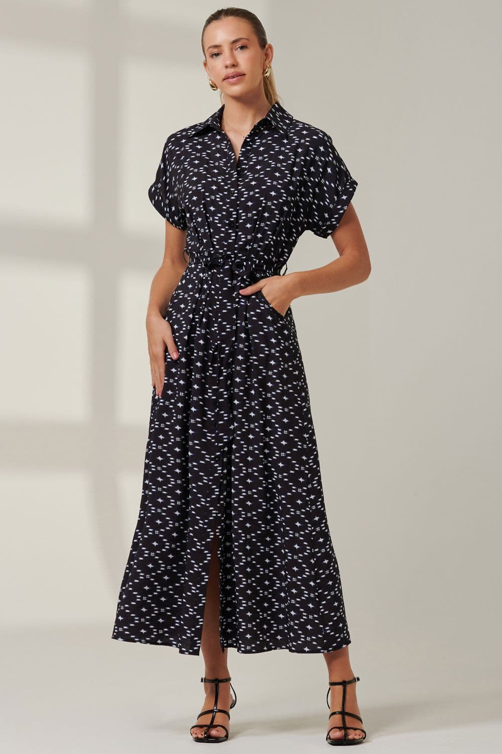 Drop Shoulder Shirt Maxi Dress
