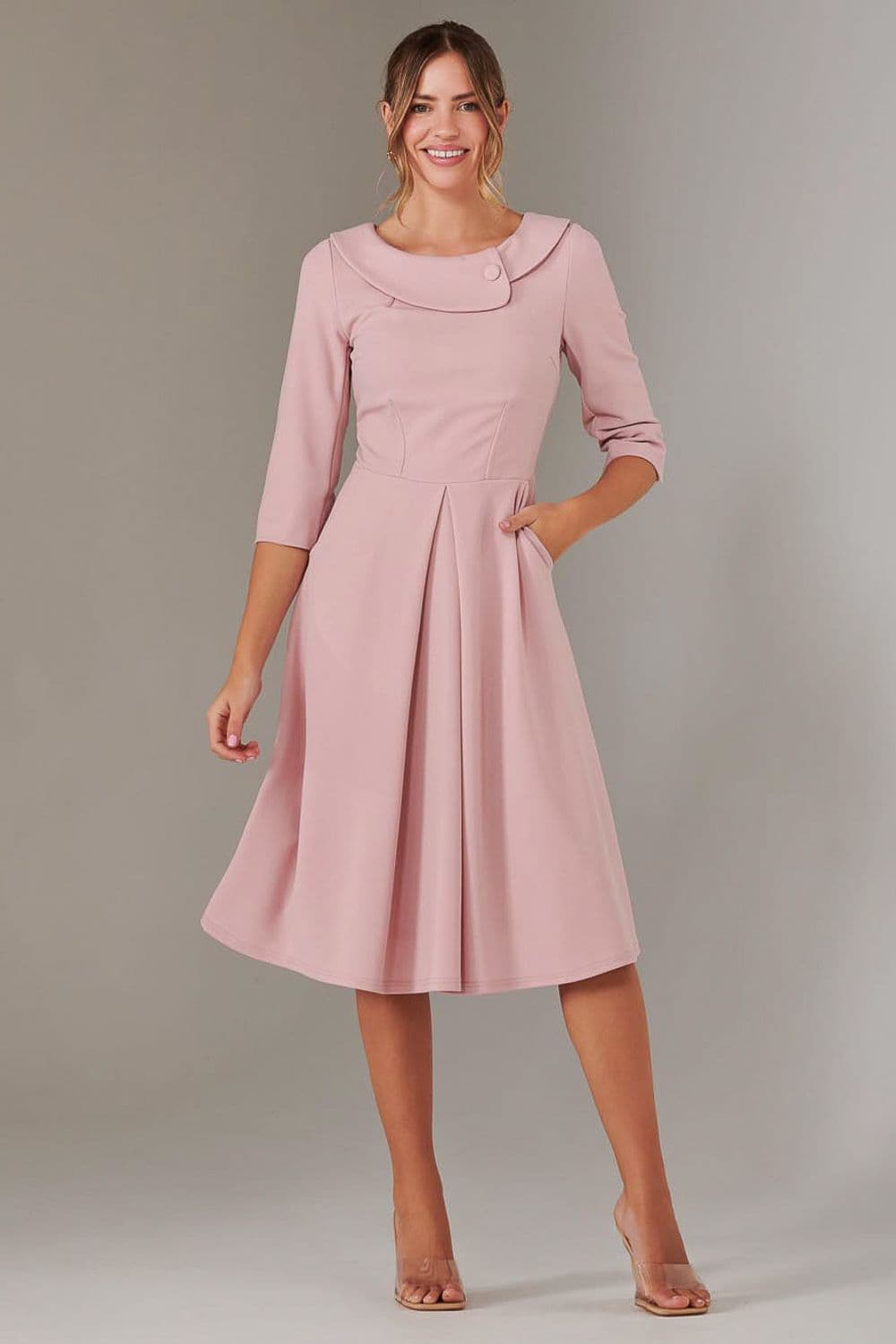 Sloan 3 4 Sleeve Midi Dress