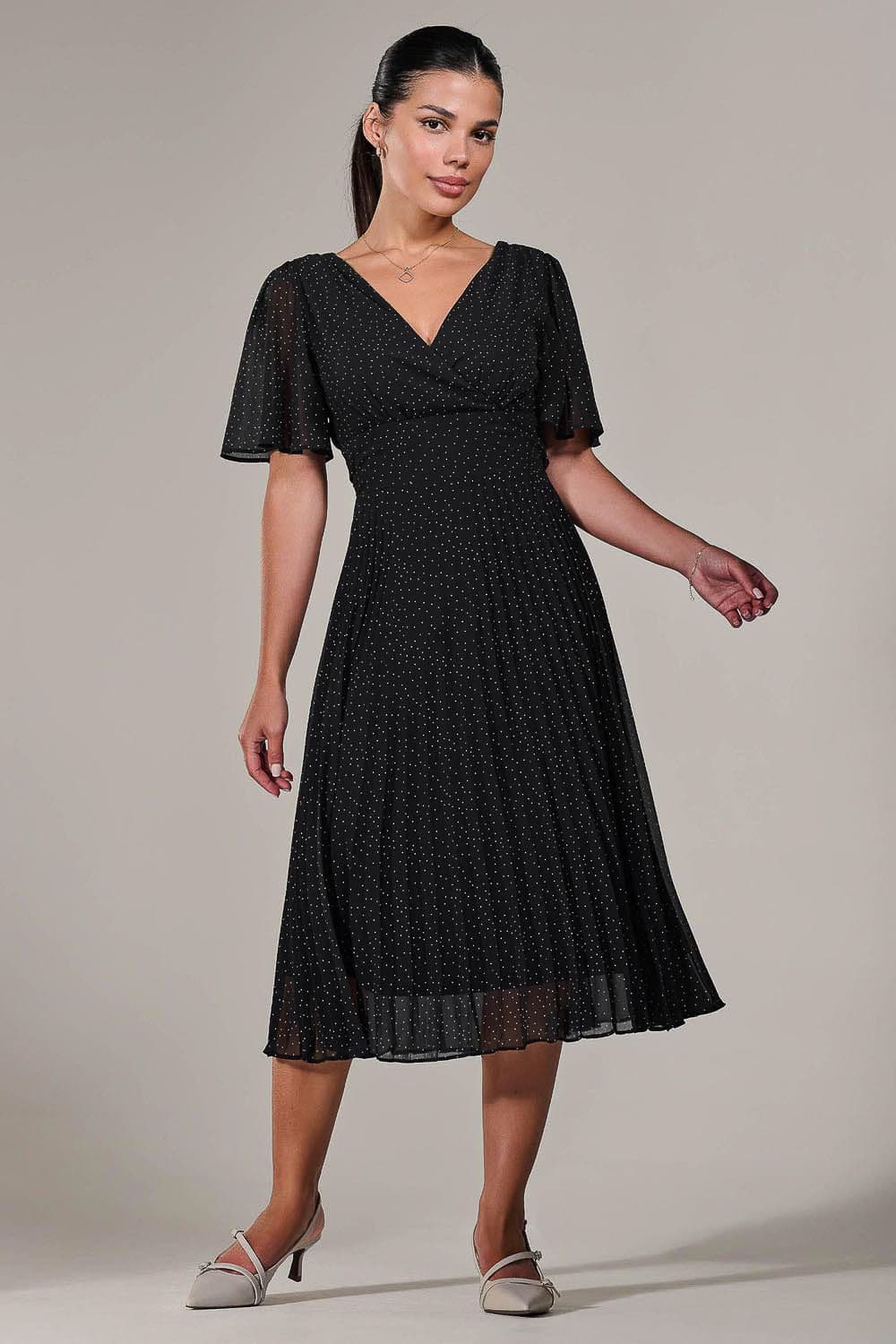 Petite Chiffon Pleated Midaxi Dress