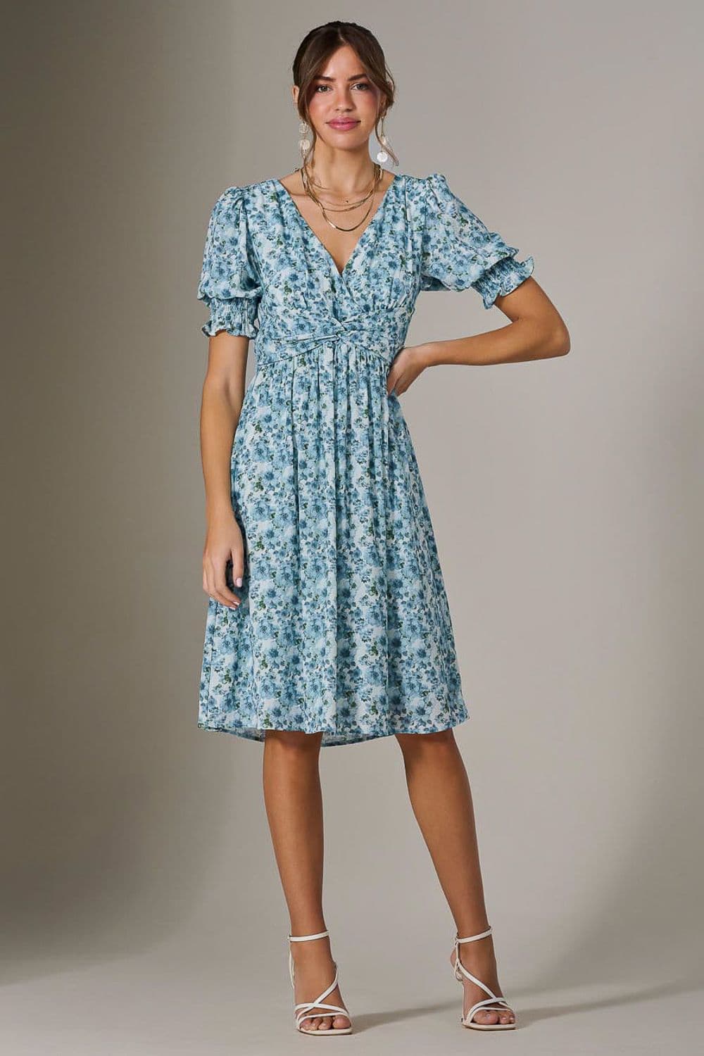 Puff Sleeve Midi Dress
