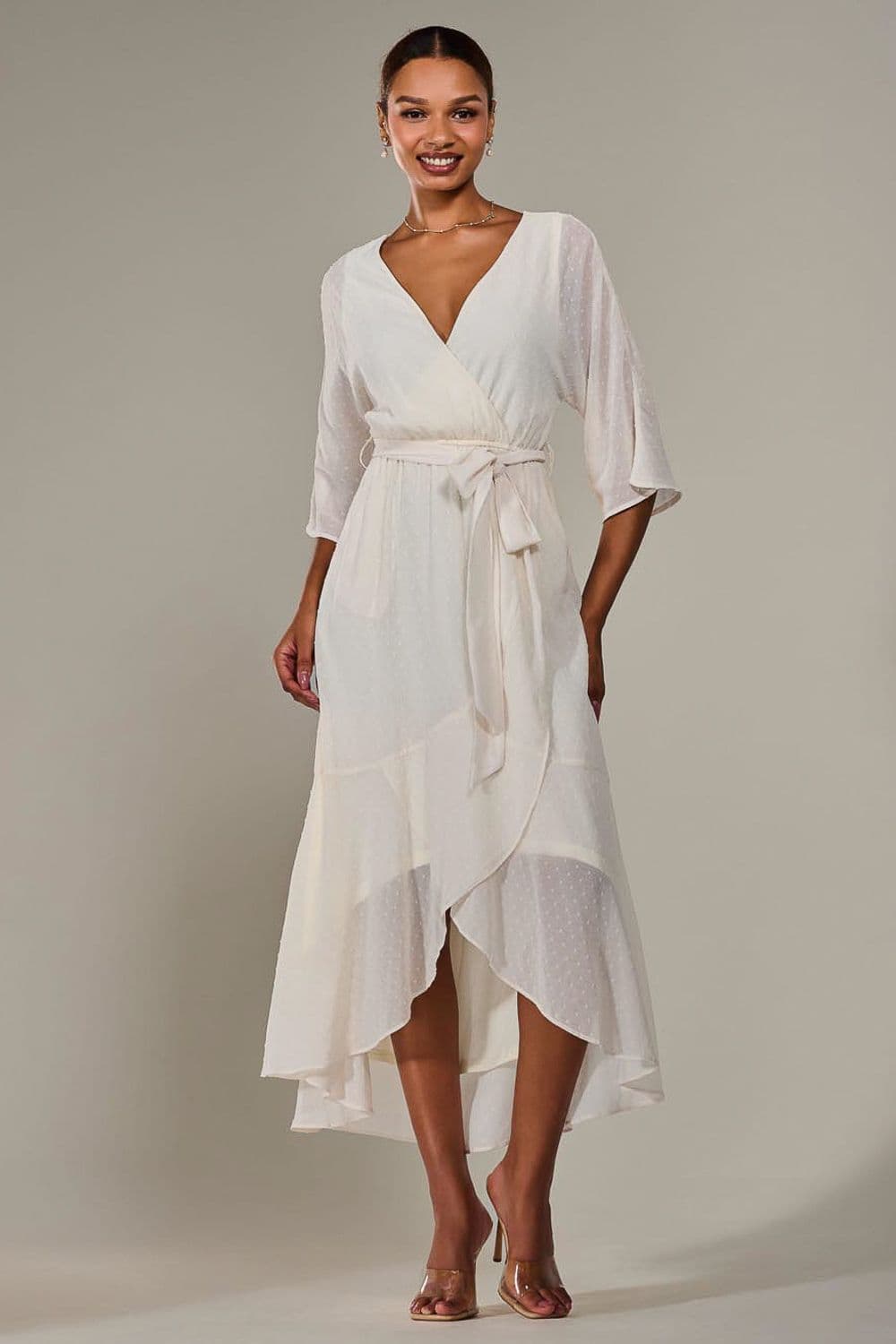 Wrap Tie Front Midi Dress